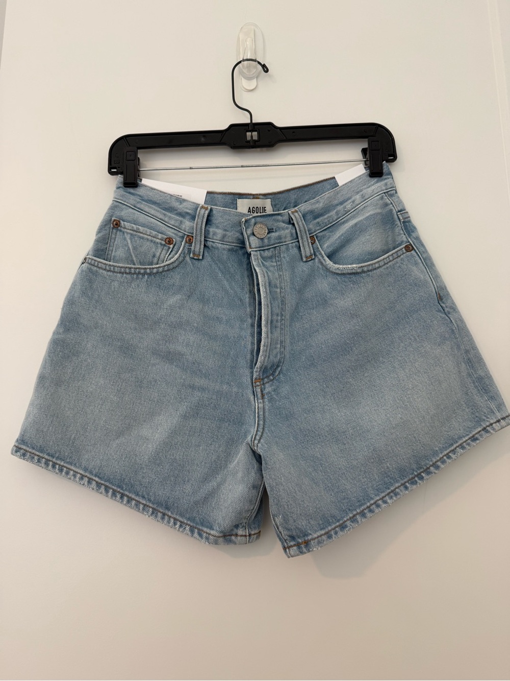 Agolde Vintage Light Blue High-Rise Denim Shorts
